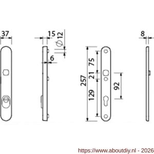 Ami VHB 257/37/2 KT veiligheidssmalschild SKG*** kerntrekbeveiliging ovaal VHB 257/32/2 buiten kerntrek KT 92 en 257/32/2 binnen profielcilinder PC 92 F1 deurdikte 53-57 mm - A10901666 - afbeelding 2