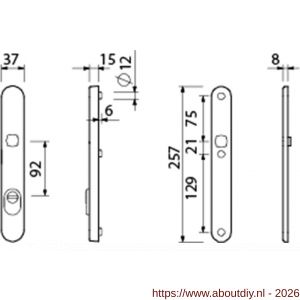 Ami VHB 257/37/2 KT veiligheidssmalschild SKG*** kerntrekbeveiliging ovaal VHB 257/32/2 buiten kerntrek KT 92 en 257/32/2 binnen blind F1 deurdikte 53-57 mm - A10901668 - afbeelding 2