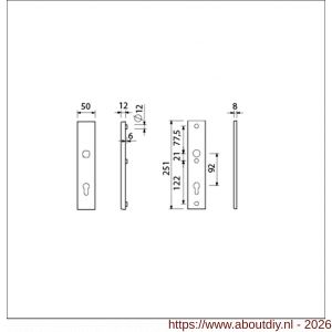 Ami VHB 251/50 veiligheidslangschild SKG*** VHB 251/50 buiten en binnen profielcilinder PC 92 F2 deurdikte 38-42 mm - A10901456 - afbeelding 2