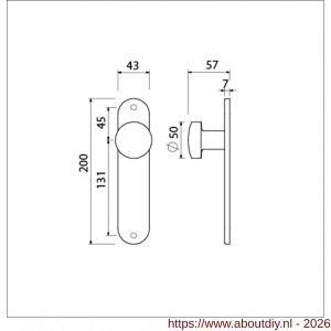 Ami 200/1/7 knoplangschild aluminium knop 169/50 vast langschild 200/1/7 blind F1 - A10900743 - afbeelding 2