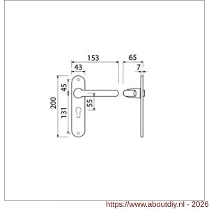 Ami 200/1/7-386 kruk-kruk garnituur deurkruk 386 Rota langschild 200/1/7 profielcilinder PC 55 Irox Archi Design - A10900108 - afbeelding 2