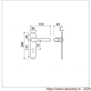 Ami 200/1/7-386 kruk-kruk garnituur deurkruk 386 Rota langschild 200/1/7 profielcilinder PC 72 Irox Archi Design - A10900109 - afbeelding 2