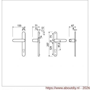 Ami VHB 257/32/2-378 veiligheids Rotaveer kruk-kruk smalschildgarnituur SKG** ovaal VHB deurkruk 378 Rota257/32/2 profielcilinder PC 97,3 F1 en deurkruk 378 Rota 257/32/2 profielcilinder PC 97,3 deurdikte 53-57 mm - A10901597 - afbeelding 2