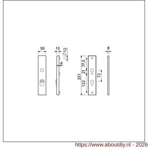 Ami VHB 251/15 KT veiligheidslangschild SKG*** kerntrekbeveiliging VHB 251/50/15 buiten kerntrek KT 72 en binnen profielcilinder PC 72 met deurkruk 332 F1 deurdikte 38-42 mm - A10901495 - afbeelding 2