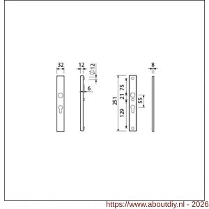 Ami VHB 251/32 veiligheidssmalschild SKG** VHB 251/32 buiten en binnen profielcilinder PC 55 F1 deurdikte 53-57 mm - A10901556 - afbeelding 2