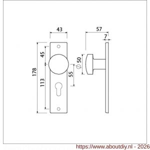 Ami 178/43 knopkortschild aluminium knop 169/50 vast kortschild 178/43 profielcilinder PC 55 F1 - A10900723 - afbeelding 2