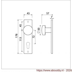Ami 178/43 knopkortschild aluminium knop 169/50 vast kortschild 178/43 profielcilinder PC 72 F1 - A10900724 - afbeelding 2