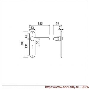 Ami 200/1/7-386 kruk-kruk garnituur deurkruk 386 Rota langschild 200/1/7 sleutelgat SLG 56 Irox Archi Design - A10900107 - afbeelding 2