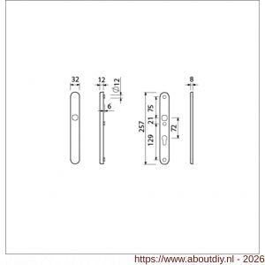 Ami VHB 257/32/2 veiligheidssmalschild SKG** ovaal VHB 257/32/2 buiten blind en binnen profielcilinder PC 72 F1 deurdikte 53-57 mm - A10901572 - afbeelding 2