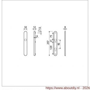 Ami VHB 257/32/2 veiligheidssmalschild SKG** ovaal VHB 257/32/2 buiten blind en binnen profielcilinder PC 92 F1 deurdikte 53-57 mm - A10901573 - afbeelding 2