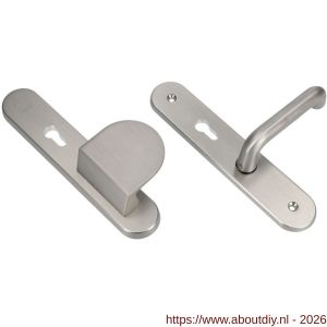 Ami VHB 250/50/1-90/83 senioren veiligheidsvoordeur-duwerlangschildgarnituur SKG** Archi Design ovaal omkeer VHB 250/50/1 profielcilinder PC 72 omkeer deurduwer 90/83 rechts en deurkruk 356 Irox deurdikte 38-42 mm - A10900814 - afbeelding 1