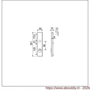 Ami VHB 251/15 KT veiligheidslangschild SKG*** kerntrekbeveiliging buitenlangschild 251/50/15 KT 85 mm F1 - A10901491 - afbeelding 2