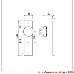 Ami 178/43 knopkortschild aluminium knop 169/50 vast kortschild 178/43 sleutelgat SLG 56 F1 - A10900721 - afbeelding 2