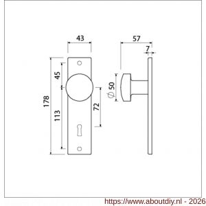 Ami 178/43 knopkortschild aluminium knop 169/50 vast kortschild 178/43 sleutelgat SLG 72 F1 - A10900722 - afbeelding 2