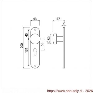 Ami 200/1/7 knoplangschild aluminium knop 169/50 vast langschild 200/1/7 profielcilinder PC 55 F1 - A10900746 - afbeelding 2