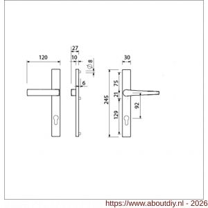 Ami 245/30-353 smalschild-kruk-kruk garnituur deurkruk 353 vastdraaibaar 245/30 blind M5 F1 - A10900134 - afbeelding 2