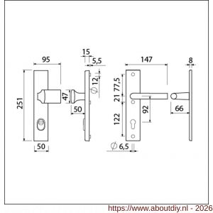 Ami VHB 251/15-144 KT veiligheidsvoordeur-knoplangschildgarnituur SKG*** kerntrekbeveiliging VHB 251/15 kerntrek KT 92 knop 144 en deurkruk 374 profielcilinder PC 92 zwart RAL 9005 structuur finish deurdikte 38-42 mm - A10901268 - afbeelding 2
