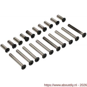 Ami deurbeslag patentbout compleet met huls zwart RAL 9005 structuur M6x45 mm schroef en huls set 10 stuks - A10901771 - afbeelding 1