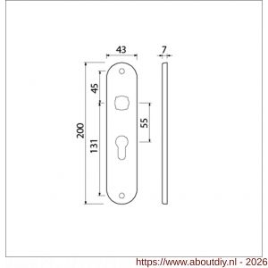 Ami 200/1/7 langschild aluminium Archi Design profielcilinder PC 55 Irox - A10900696 - afbeelding 2