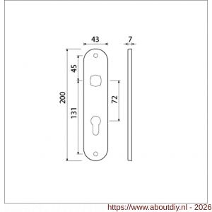Ami 200/1/7 langschild aluminium Archi Design profielcilinder PC 72 Irox - A10900697 - afbeelding 2