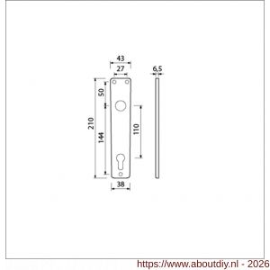 Ami 218/3 RH langschild aluminium rondhoek profielcilinder PC 110 F2 - A10900668 - afbeelding 2