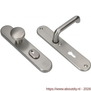 Ami VHB 250/15-169/50 KT veiligheids knop-kruk langschildgarnituur SKG*** kerntrekbeveiliging Archi Design ovaal VHB 250/15 knop 169/50 kerntrek KT 55 en deurkruk 356 profielcilinder PC 55 Irox deurdikte 38-42 mm - A10901190 - afbeelding 1