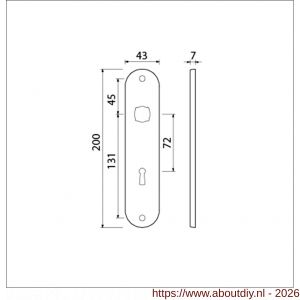 Ami 200/1/7 langschild aluminium Archi Design sleutelgat SLG 72 Irox - A10900695 - afbeelding 2