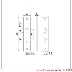 Ami 251/50/8 langschild aluminium profielcilinder PC 70 F1 R6,5/R7,3 - A10901737 - afbeelding 2
