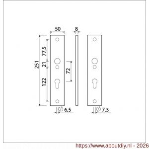 Ami 251/50/8 langschild aluminium profielcilinder PC 72 F1 R6,5/R7,3 - A10900684 - afbeelding 2