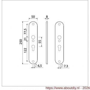 Ami 250/50/8/1 langschild aluminium profielcilinder PC 55 F1 R6,5/R7,3 - A10900672 - afbeelding 2