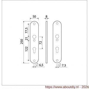 Ami 250/50/8/1 langschild aluminium profielcilinder PC 72 F1 R6,5/R7,3 - A10900673 - afbeelding 2
