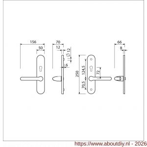 Ami VHB 250/50/1-386 senioren veiligheids Rotaveer kruk-kruk langschildgarnituur SKG** ovaal omkeer VHB deurkruk 386 Rota 250/50/1 profielcilinder PC 72 omkeer F1 deurdikte 53-57 mm - A10901231 - afbeelding 2