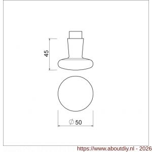Ami 160/50 knopkruk aluminium deurdikte 53-57 mm F2 - A10900270 - afbeelding 2