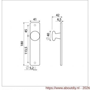 Ami 180/41 RH knopkortschild aluminium rondhoek knop 160/40 vast kortschild 180/41 RH blind F1 - A10900725 - afbeelding 2