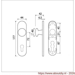 Ami 177/1 Klik knopkortschild aluminium knop 160/40 vast kortschild 177/1 profielcilinder PC 72 Klik F1 - A10900719 - afbeelding 2