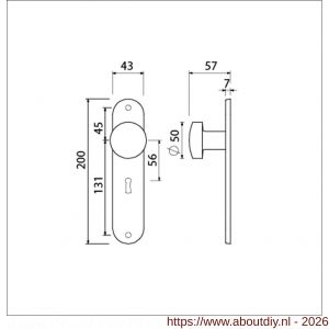 Ami 200/1/7 knoplangschild aluminium knop 169/50 vast langschild 200/1/7 sleutelgat SLG 56 F1 - A10900744 - afbeelding 2