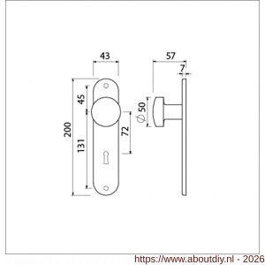Ami 200/1/7 knoplangschild aluminium knop 169/50 vast langschild 200/1/7 sleutelgat SLG 72 F1 - A10900745 - afbeelding 2