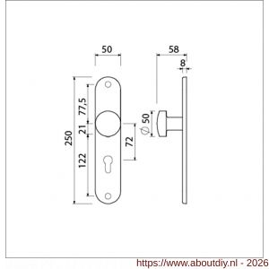 Ami 250/50/8/1 knoplangschild aluminium knop 169/50 vast langschild 250/50/8/1 profielcilinder PC 72 R6,5 F1 - A10900759 - afbeelding 2