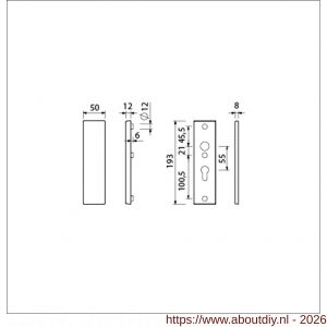 Ami VHB 193/50 veiligheidskortschild SKG*** VHB 193/50 buiten geheel blind en binnen profielcilinder PC 55 F2 deurdikte 38-42 mm - A10901368 - afbeelding 2