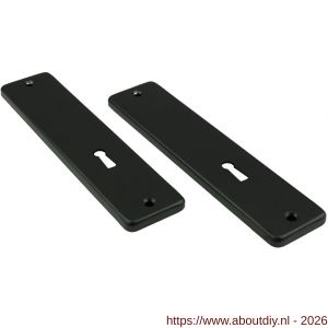 Ami 180/41 RH kortschild aluminium rondhoek zonder krukgat sleutelgat SLG 56 zwart RAL 9005 structuur finish - A10900584 - afbeelding 1