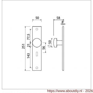 Ami 251/50/8 knoplangschild aluminium knop 169/50 vast langschild 251/50/8 sleutelgat SLG 56 R6,5 F1 - A10900761 - afbeelding 2