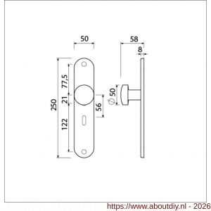 Ami 250/50/8/1 knoplangschild aluminium knop 169/50 vast langschild 250/50/8/1 sleutelgat SLG 56 R6,5 F1 - A10900757 - afbeelding 2