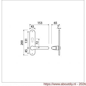 Ami LS 200/1/7-386 kruk-kruk garnituur deurkruk 386 Rota langschild 200/1/7 profielcilinder PC 72 omkeer F1 - A10900125 - afbeelding 2