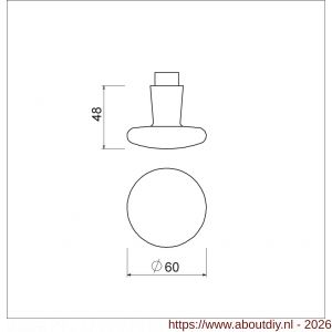 Ami 160/60 knopkruk aluminium deurdikte 38-42 mm F2 - A10900406 - afbeelding 2