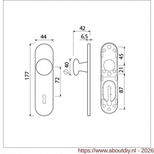 Ami 177/1 Klik knopkortschild aluminium knop 160/40 vast kortschild 177/1 sleutelgat SLG 72 Klik F1 - A10900717 - afbeelding 2