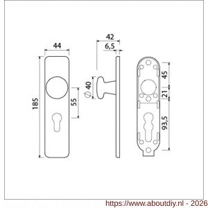Ami 185/44 Klik knopkortschild aluminium knop 160/40 vast kortschild 185/44 Klik profielcilinder PC 55 F1 - A10900739 - afbeelding 2