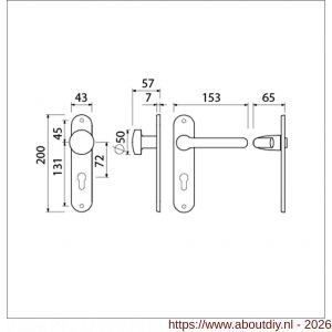 Ami LS 200/1/7-386 kruk-kruk garnituur knop 169/50 vast 200/1/7 profielcilinder PC 72 deurkruk 386 Rota F1 deurdikte 38-42 mm - A10900133 - afbeelding 2