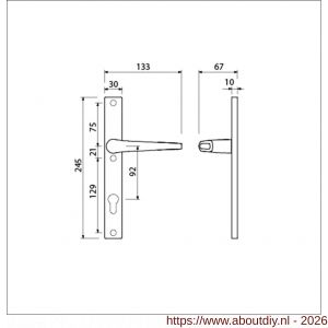 Ami 245/30-357 smalschild-kruk-kruk garnituur deurkruk 357 vastdraaibaar 245/30 profielcilinder PC 92 R6,5 F1 - A10900141 - afbeelding 2