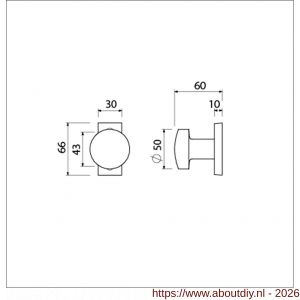 Ami 65/30-169/50 smalrozet knop combinatie knop 169/50 vast 65/30 R6.5 hartafstand 43 mm F1 - A10900418 - afbeelding 2