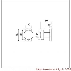 Ami 65/30-169/50 smalrozet knop combinatie knop 169/50 vast 65/30 R6.5 hartafstand 50 mm F1 - A10900414 - afbeelding 2
